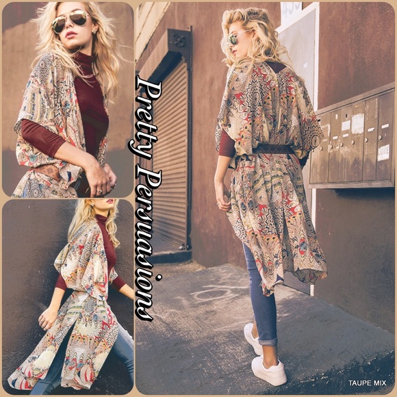 ❤️ Vintage Print Long Layering Boho Kimono Cardigan - Picture 3 of 7